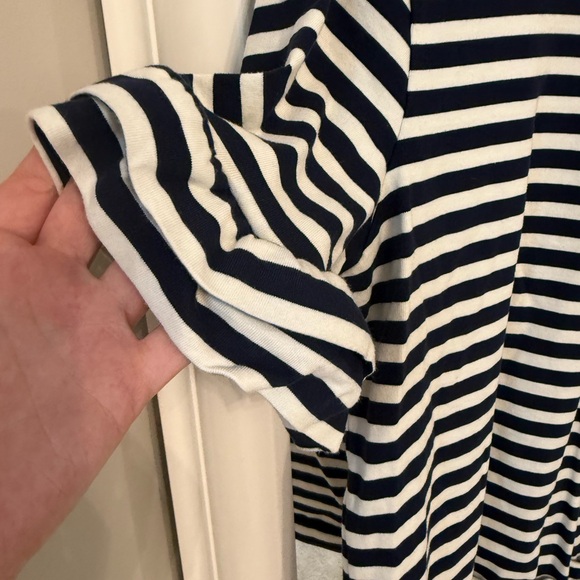 J. Crew Navy and White Striped Short Sleeve Top - Picture 3 of 5